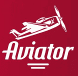 White outline of a vintage airplane with the word 'Aviator' below it, set against a red background."